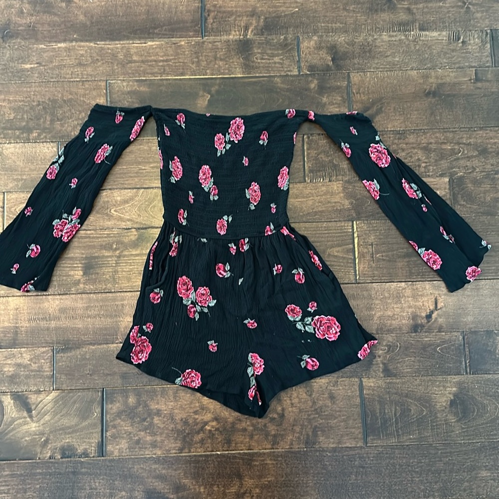 Billabong gauze long sleeve bell off the shoulder romper